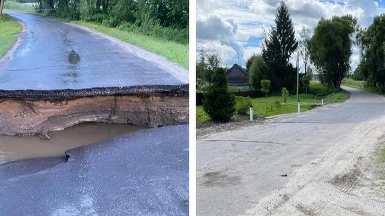Главная картинка новости: Размытую после дождя дорогу в Хвастовичах отремонтировали