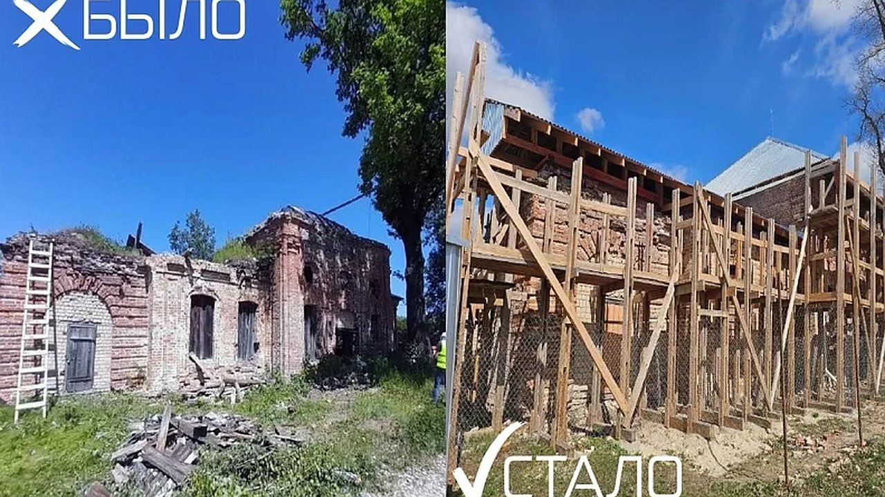Главная картинка новости: В Ферзиковском районе Калужской области законсервировали разрушенный храм Успения XVIII века
