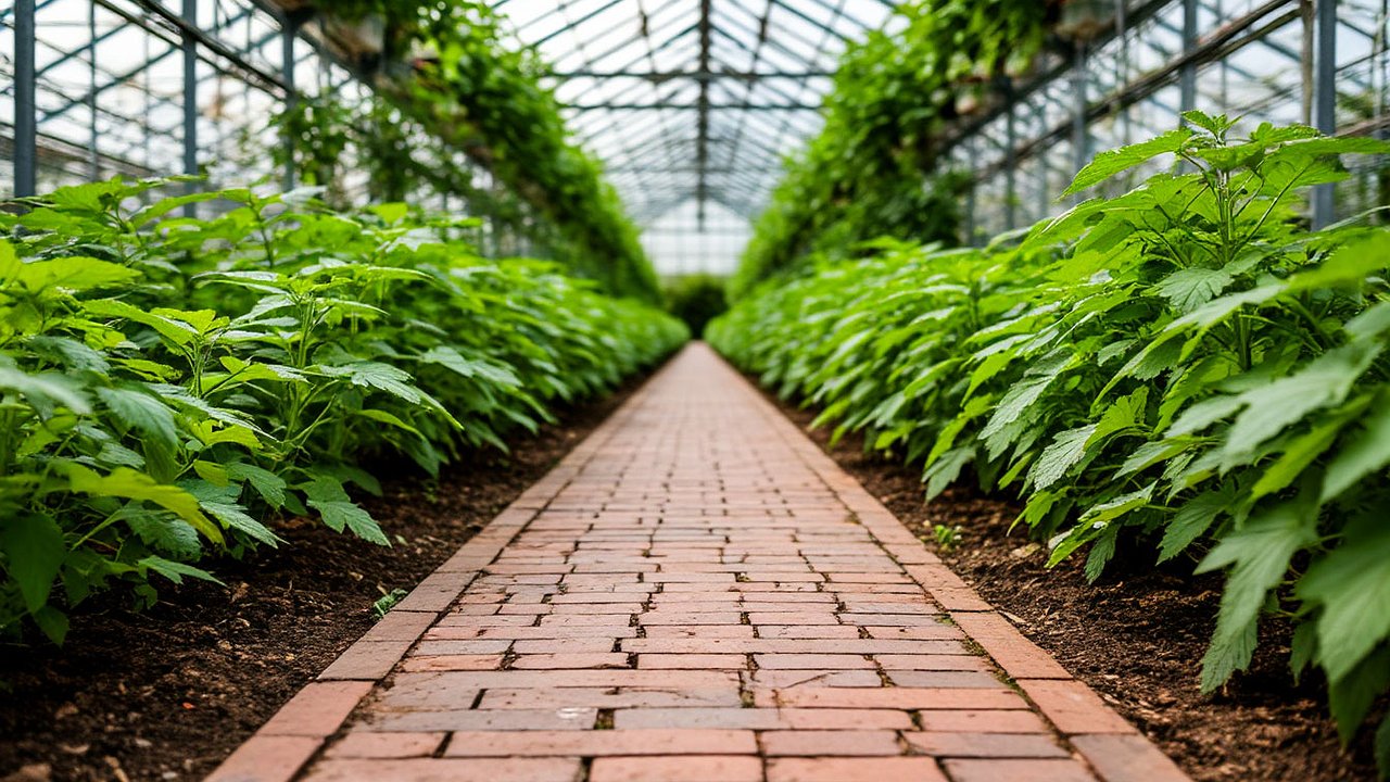 Главная картинка новости: Щебень и галька уже прошлый век: для дорожек в теплице выбираю другой материал — прочный и простой уход