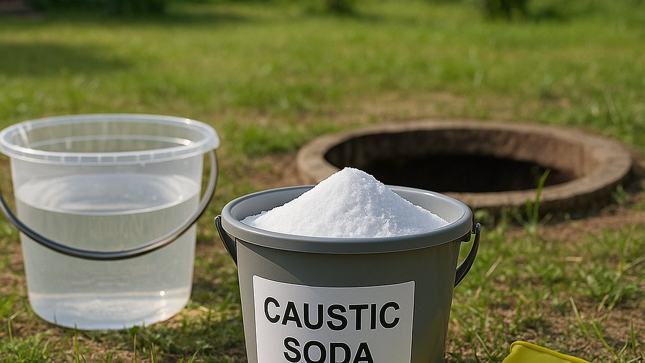 Главная картинка новости: Залейте ведро каустика — и выгребная яма долго не переполняется: как работает средство и какие есть риски