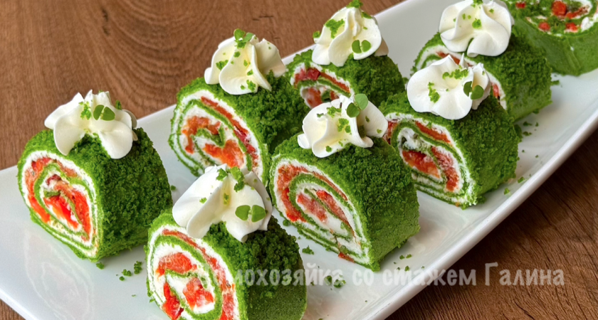 Гости ахнут от изумрудного рулета: свежего, лёгкого, без мяса и рыбы